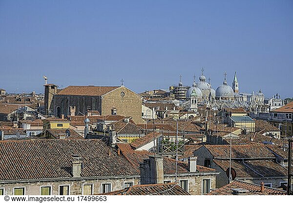 Blick von der Dachterrasse der Fondaco dei Tedeschi zum Markusdom  Venedig  Provinz Venedig  Italien  Europa