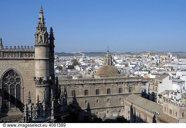 Blick von der Kathedrale Catedral de Santa Maria de la Sede  Sevilla  Andalusien  Spanien  Europa