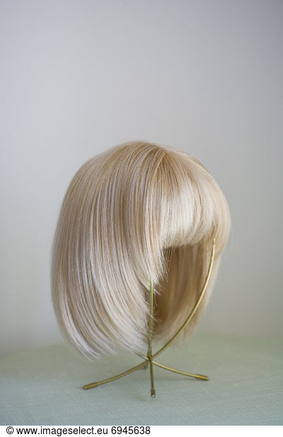 Blond Wig on Stand