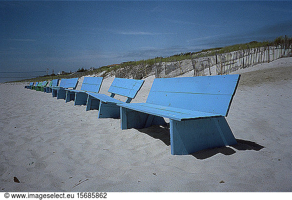 blue  benches  beach