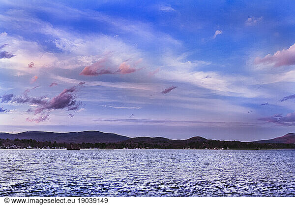 Blue hour and sunset at Pontoosuc Lake