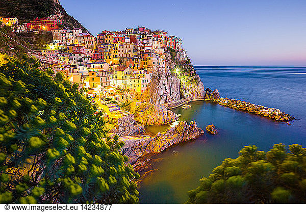 Blue hour in Manarola  Cinque Terre National Park  Ligury  Italy