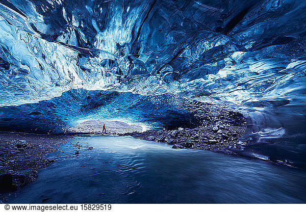 Blue ice cave in Vatnajokull glacier  Iceland