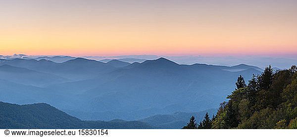 Blue Ridge Mountains from Waterrock Knob at dawn  Blue Ridge Parkway  North Carolina  United States
