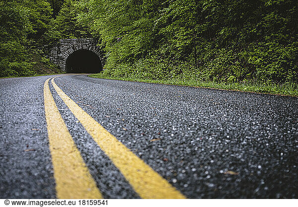 Blue Ridge Parkway verschwindet in einem Tunnel in Virginia