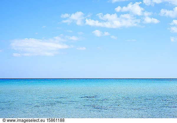 Blue sky and ocean on a secluded beach on the Karpaz Peninsula  Cyprus