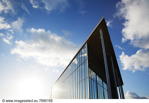 Blue sky reflected in modern building