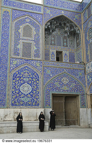 Blue tiled mosque Sheikh Lotfollah in Esfahan  Iran.