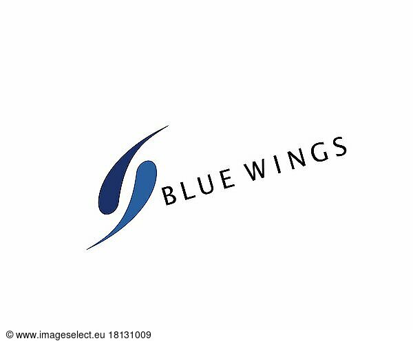 Blue Wings  gedrehtes Logo  Weißer Hintergrund