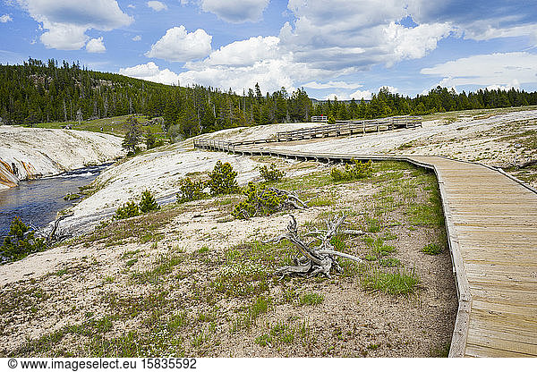 Boardwalk to Geyser Hill Group in Yellowstone National Park