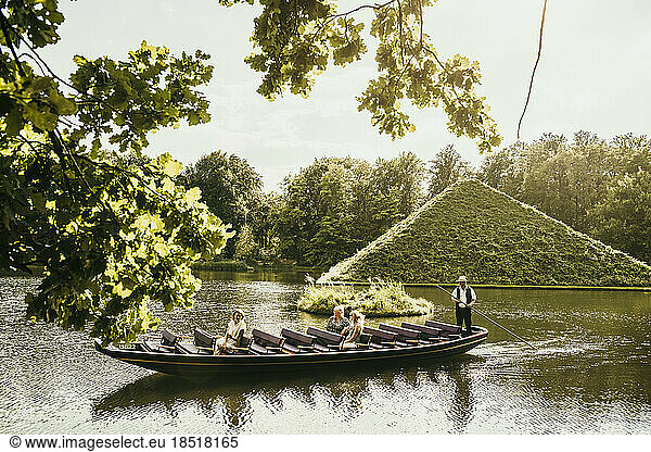 Boat in lake of Park Branitz  Cottbus  Germany