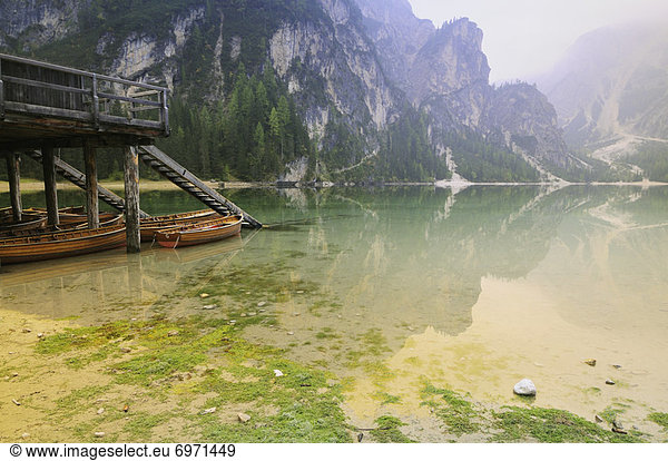 Boathouse  Pragser Wildsee  South Tyrol  Italy