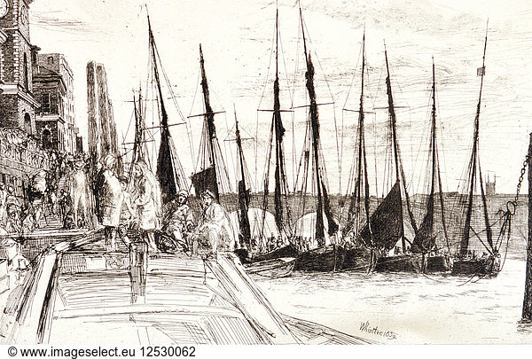 Boats alongside Billingsgate  London  1859. Artist: James Abbott McNeill Whistler