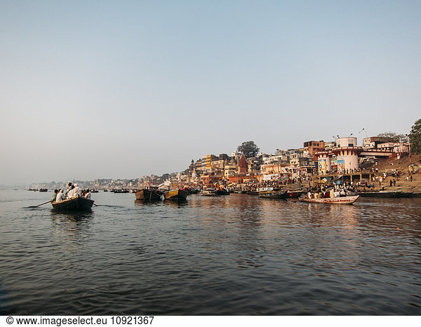 Boats on river  Varanasi  India