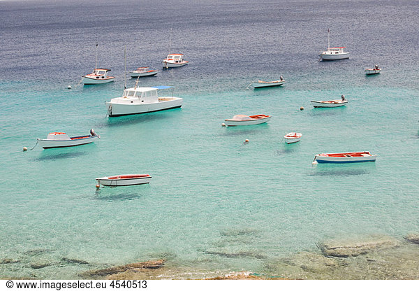 Boats on sea  Curacao  Antilles