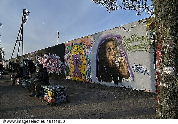 Bob Marley  Germany  Berlin  10. 04. 2022  Mauerpark  graffiti wall  work by Dominican graffiti artist Eme Freethinker  Europe