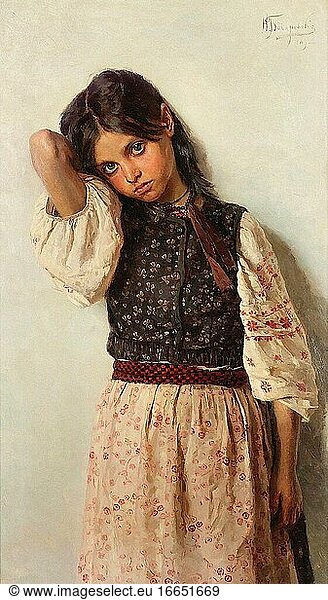 Bodarevsky Nikolai Kornilovich - Girl from Little Russia - Russian School - 19th Century.