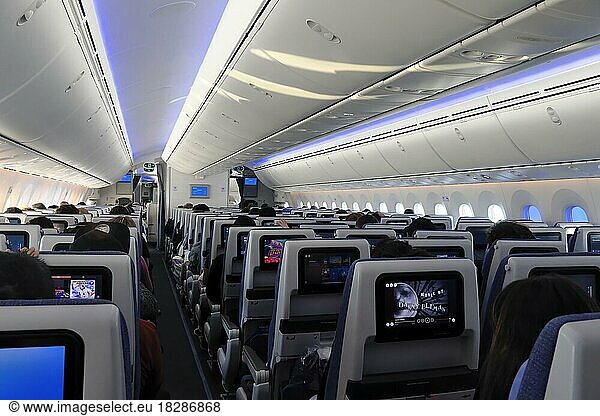 Boeing 787 Dreamliner  Innenansicht der Economy Klasse  Madrid  Spanien  Europa