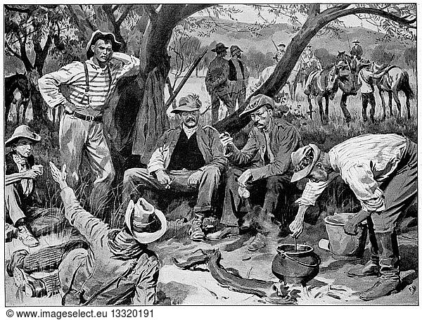 Boer fighters. Jack Hindon and his gang of train wreckers. Drawing after a photograph. 2nd Boer War 1899-1902