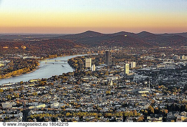 Bonn city centre  southern city and UN campus in the former government district  Rhine and Siebengebirge  Bonn  Rhineland  North Rhine-Westphalia  Germany  Europe