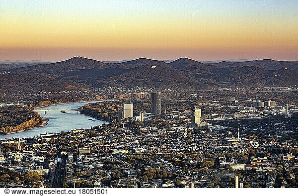 Bonn city centre  southern city and UN campus in the former government district  Rhine and Siebengebirge  Bonn  Rhineland  North Rhine-Westphalia  Germany  Europe