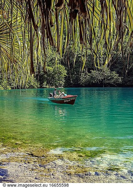 Boot in der Blauen Lagune  Portland Parish  Jamaika.