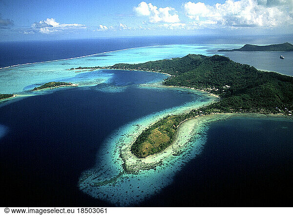 Bora Bora Tahiti Aerial of Beautiful Islands French Polynesia
