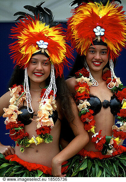 Bora Bora Tahiti Colorful Native Dancers French Polynesia