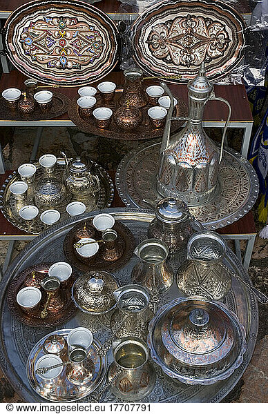 Bosnia  Sarajevo  Turkish Quarter Bascarsija Brass Coffee Set And Trays
