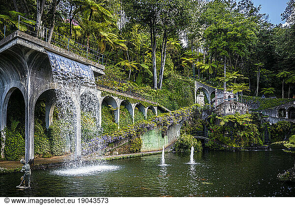 Botanical garden and waterfall