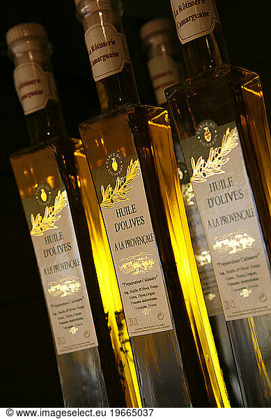 Bottles of olive oil produced in Provence  France.