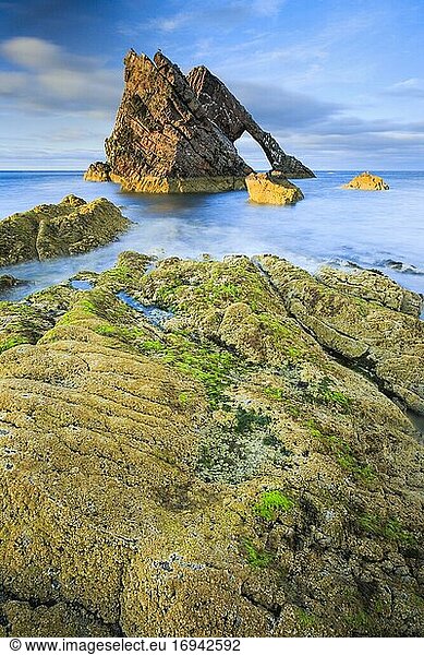 Bow Fiddle Rock  Felsbogen an schottischer Küste  Schottland  Großbritannien  Europa