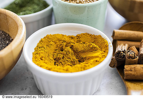 Bowl of curry powder and spices
