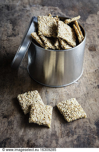 Box of homemade seed crackers