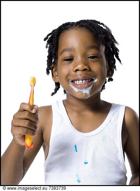 Boy brushing his teeth