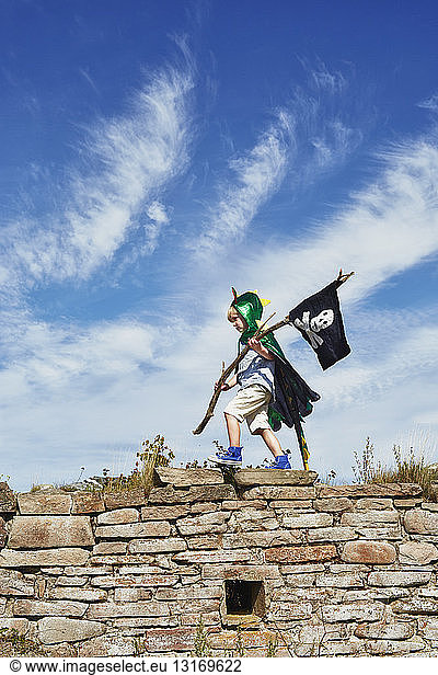 Boy carrying pirate flag  Eggegrund  Sweden