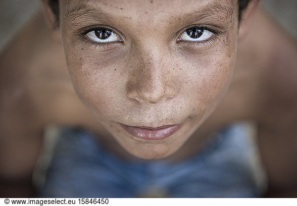 Boy with freckles in northeast Brazilian quilombo