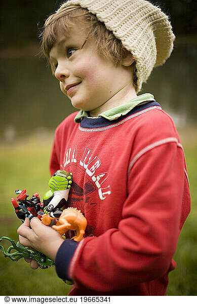 Boy with toys