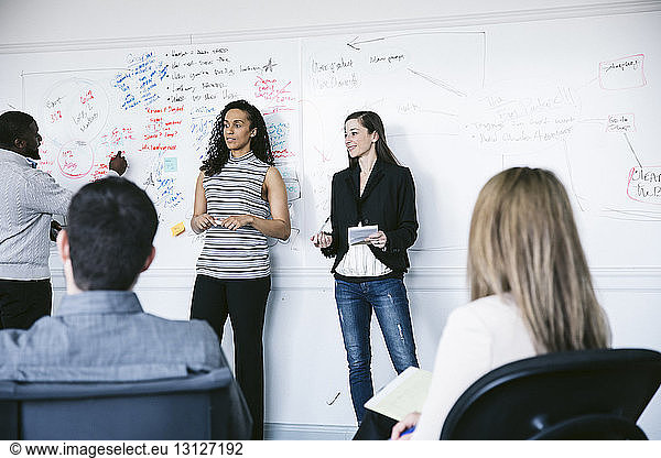 Brainstorming von Geschäftsleuten bei Besprechungen im Büro