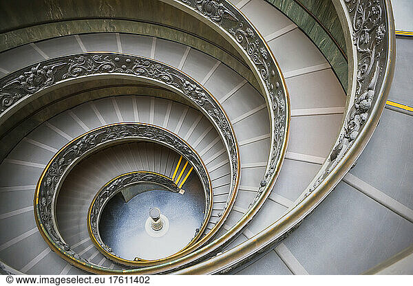 Bramante staircase  the spiral staircase in the Pio-Clementine Museum  Vatican Museum; Vatican City  Rome  Italy