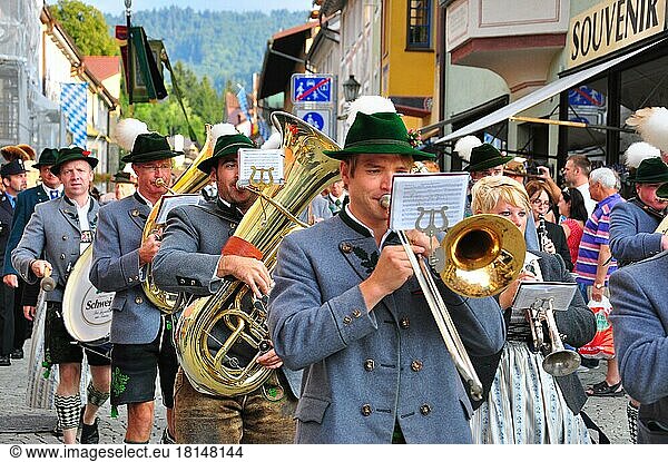 Brass band  traditional costumes  Bavaria  Germany  Europe