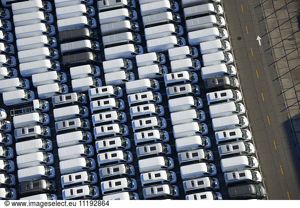 Brazil  Rio de Janeiro  Aerial photograph of vans at Cargo and Cruses Ship port