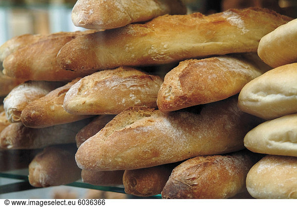 Bread and baguettes in boulangerie in town centre  Lille  Flanders  Nord  France  Europe