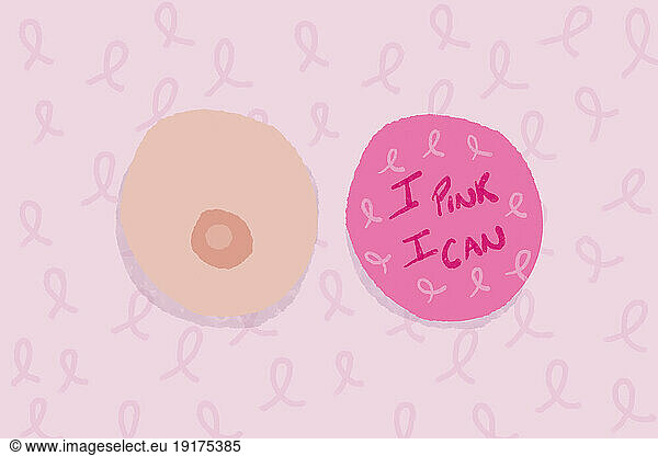 Breast and phrase of strength to fight against cancer ribbon background