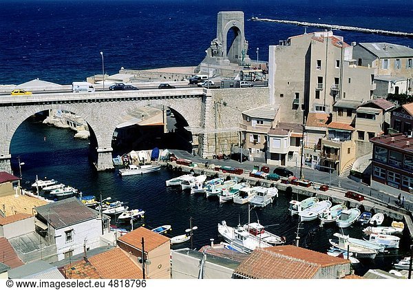 Bridge crossing over the port at Vallon des Auffes  Marseille  France