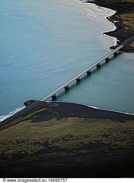 bridge over river mouth of the Olfusa river in south Iceland