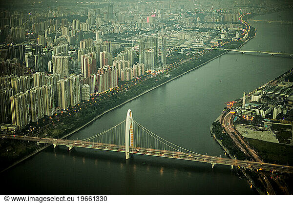 Bridge spanning a River in Guangzhou.