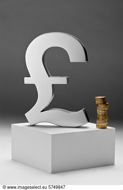 Britisches Pfund-Symbol und Münzen