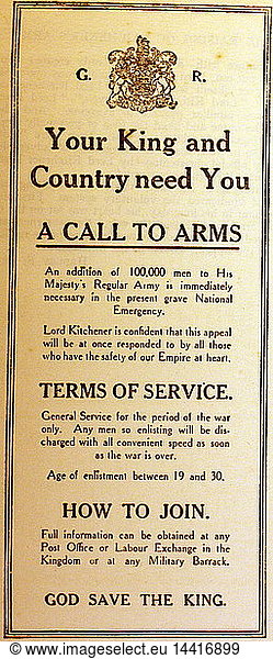British enlistment propaganda from the First World War. Appealing to specific demographics of people to join the Armed forces. This print appeal sits among many others which spoke directly to Women  Shopkeepers  Irish men  Welsh men etc. Circa early 20th century.