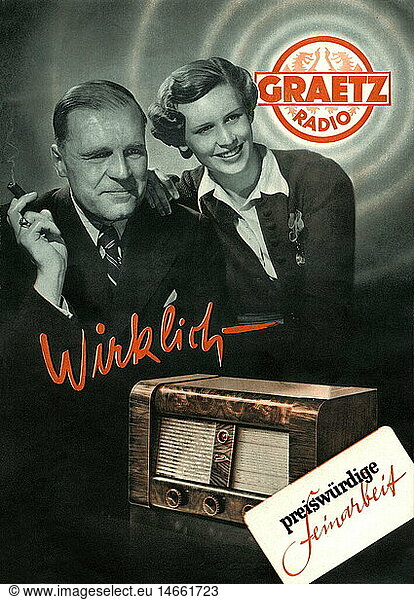 broadcast  radio  advertising  Graetz Radio GmbH  type 46 W  47 W  48 W  Berlin  Germany  1938